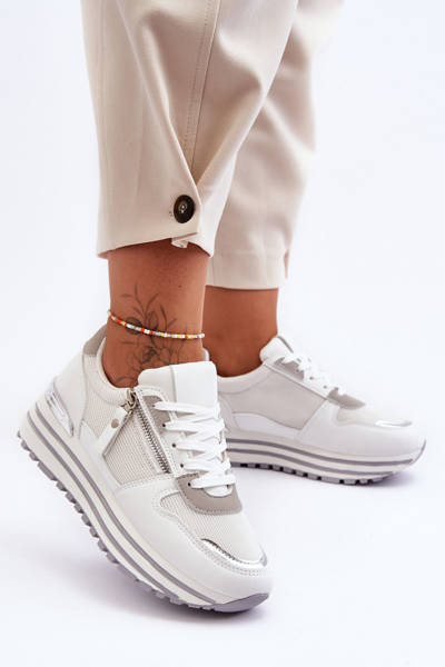 Dámské sportovní boty s ozdobným zipem bílé Cairo