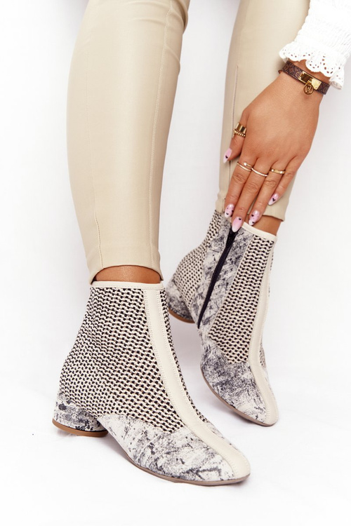 Boty S Pleteným Podpatkem Maciejka 04937-03 Béžové