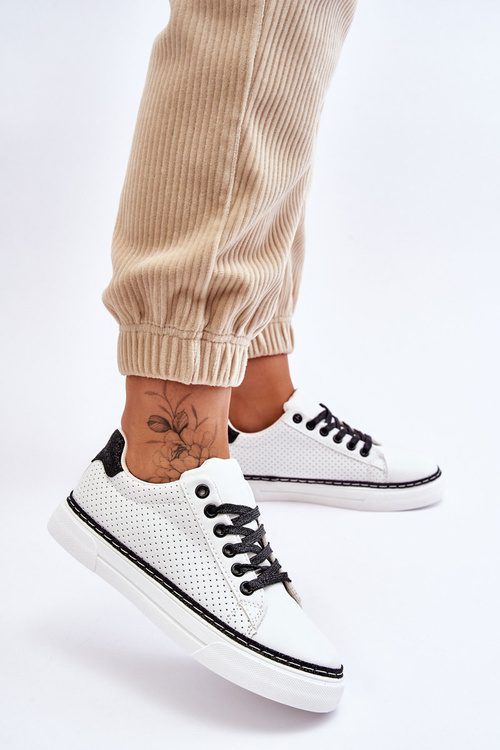 Dámské nízké perforované tenisky Černý a bílý Daxton