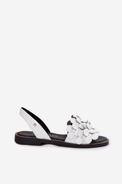 Kožené sandály na plochém podpatku bílé Zazoo 40425