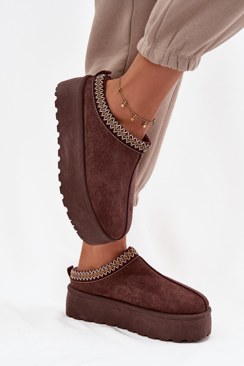 Dámské sněhule s ozdobnou výšivkou čokoládové Jenira