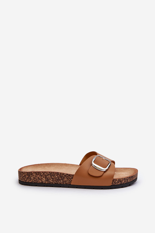 Dámske sandále na korkovej platforme s prackou hnedé Moaxi