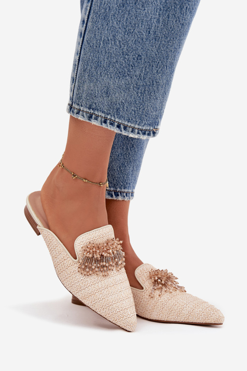 Dámske papuče s ozdobou Béžové Katrine