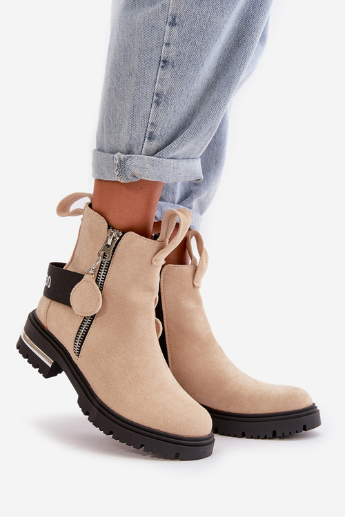 Ženské izolované topánky s béžovým zipsom Calvaro