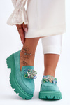 Dámské křišťálové mokasíny Zelená Avril