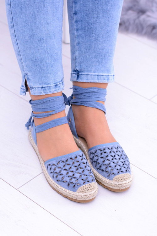 Dámske modré baleríny zviazané Vasero espadrilles