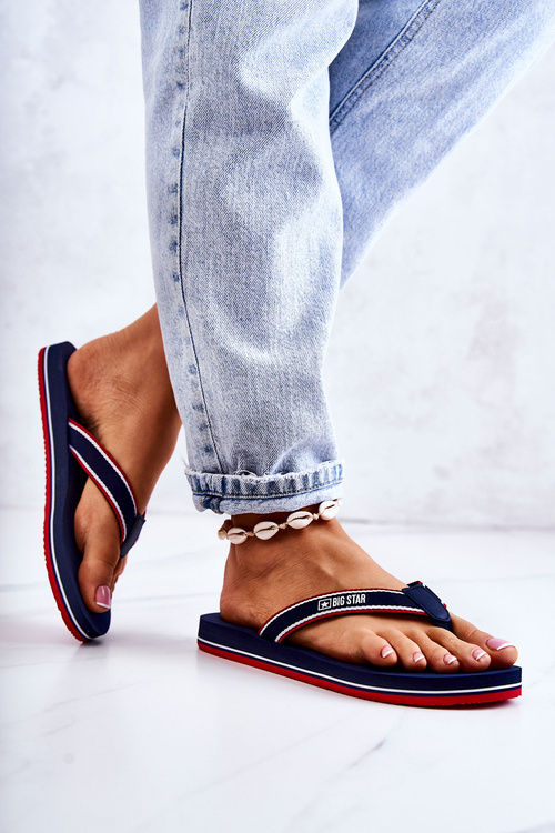 Dámska klasická flip -flops veľká hviezda JJ274A376 Navy Blue