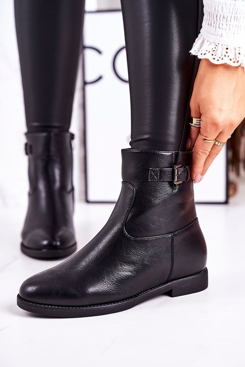 Dámské Teplé Boty Se Sponou Černé Halfway