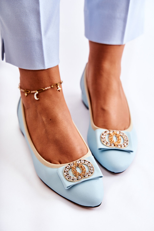 Kožené baleríny s dekoráciou Blue Joliet