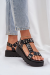 Ozdobené sandále na platforme čierne Tatellia