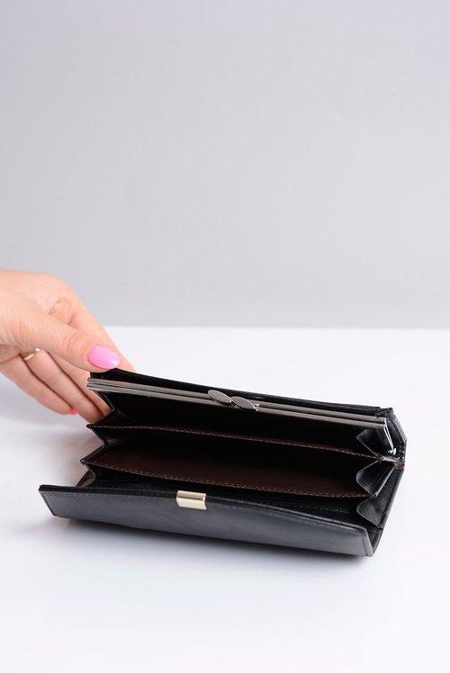 Duży Damski Czarny Portfel