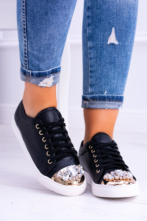Lu boo čierne tenisky s lesklými kryštálmi