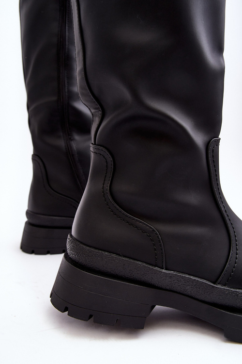 Dámské zateplené boty na ploché podrážce černé Desiren