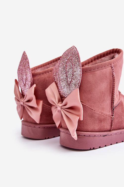 Dievčenské zateplené zimné topánky s mašľou Ružové Meriva
