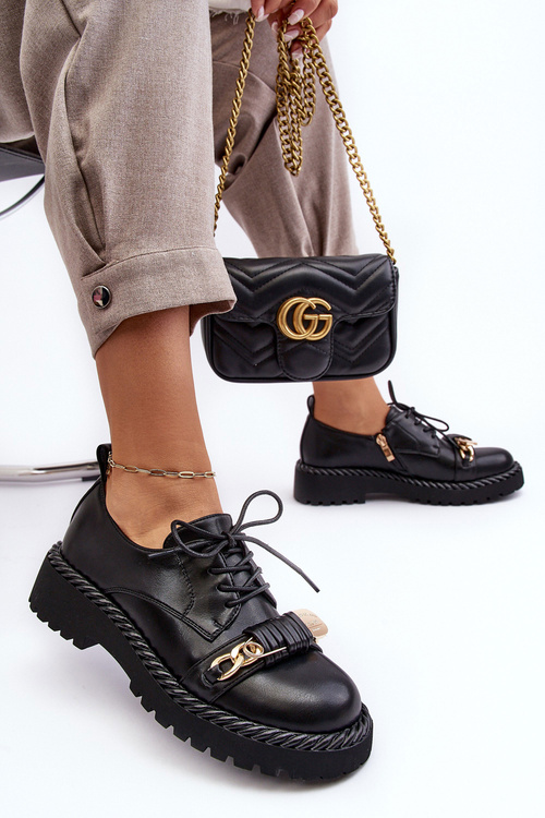 Dámske kožené topánky D&A MR870-80 Čierna