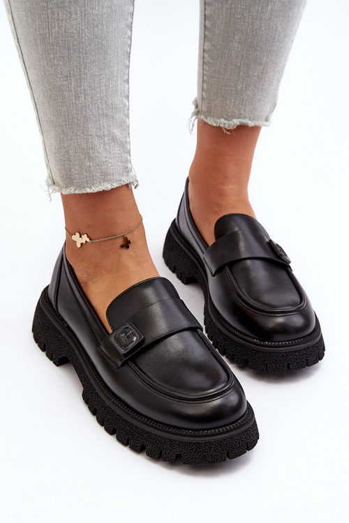 Čierne dámske mokasíny Flanila s remeňom