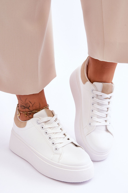 Sportovní Boty Na Masivní Platformě Bílé A Béžové Boneti