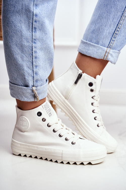 Dámske tenisky s veľkou hviezdou High Izolované biele GG274108