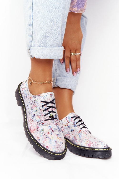 Dámské Kožené Boty Maciejka 04087-38 Bílé S Květinami