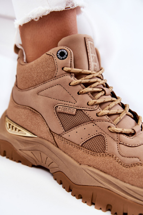 Dámska vysoká športová topánka Pamäťový penový systém Big Star KK274355 Beige