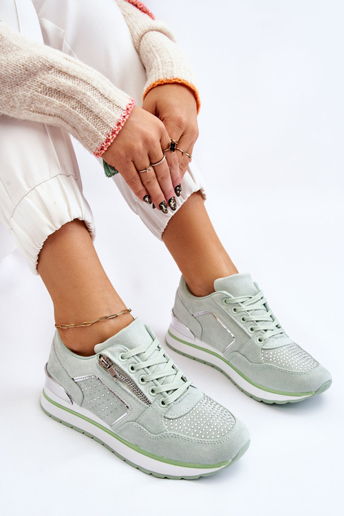 Dámská sportovní obuv s ozdobným zipem Zelená Adrea