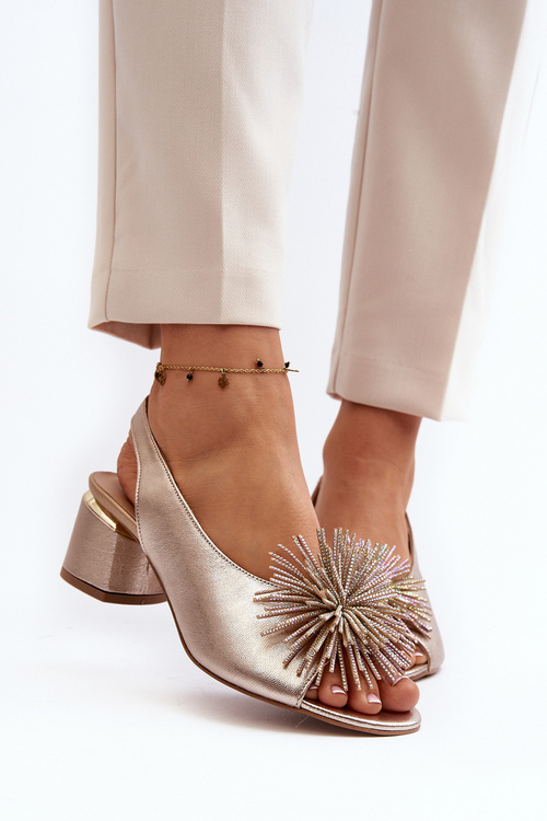 Kožené sandály s ozdobou Laura Messi 2719 Zlaté