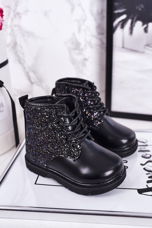 Dětské Teple Brokátové Boty Cerne Ariel