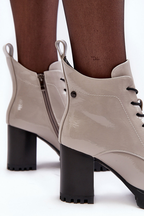 Botky Lakierované Na Sloupku Ocieplané Světle Šedé SBarski MR870-54