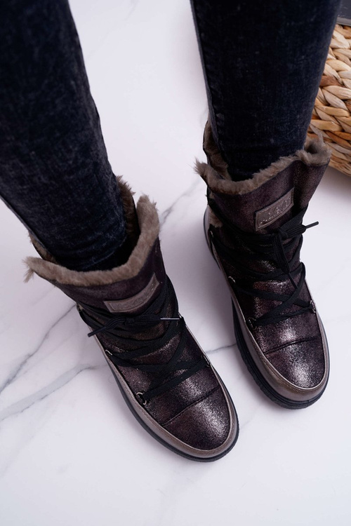 Dámské Sněhule Zateplené Kožešinou tmavě šedé Fereni