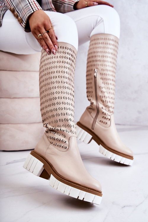 Kožené kožené topánky béžovej lativii