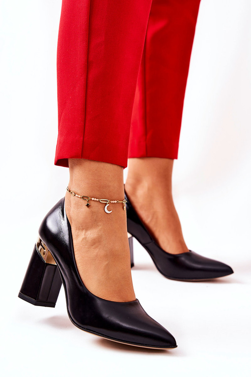 Kožené lodičky Lewski 3117 Černé