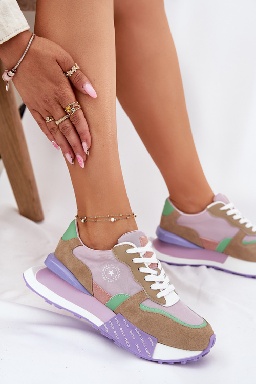 Semišové Dámske Tenisky Na Platforme Big Star RR274815 HI-POLY SYSTEM Rúžové