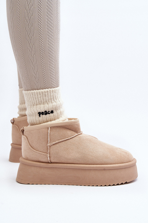 Dámské Sněhule Na Hrubé Podrážce Beige Caliksa