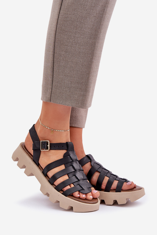 Kožené dámske sandále Zazoo 3695 čierne