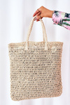 Pletena Kabelka Shopper BRUNO ROSSI Béžová