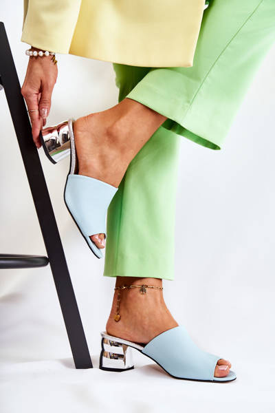 Kožené dámske podpätky modré Perry