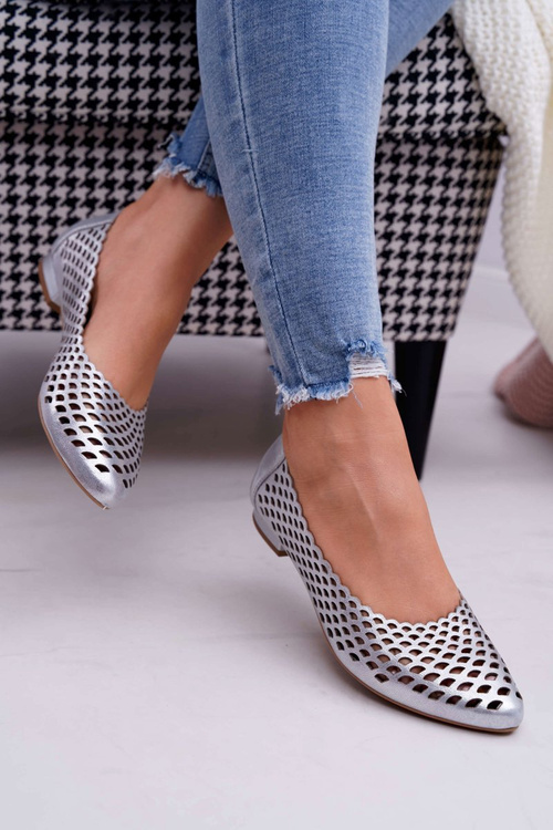 Balerínky stříbrné semišové Exquisite 1107/1