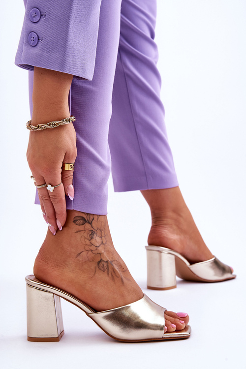 Dámské kožené klasické pantofle zlaté Loara