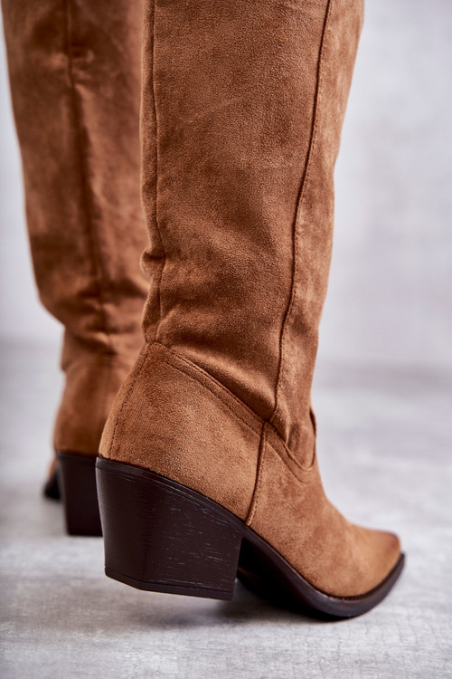 semišové kovbojské boty Hnědý Casey