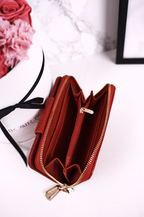 Elegantná dámska peňaženka pripevnená Eslee Red Zipper
