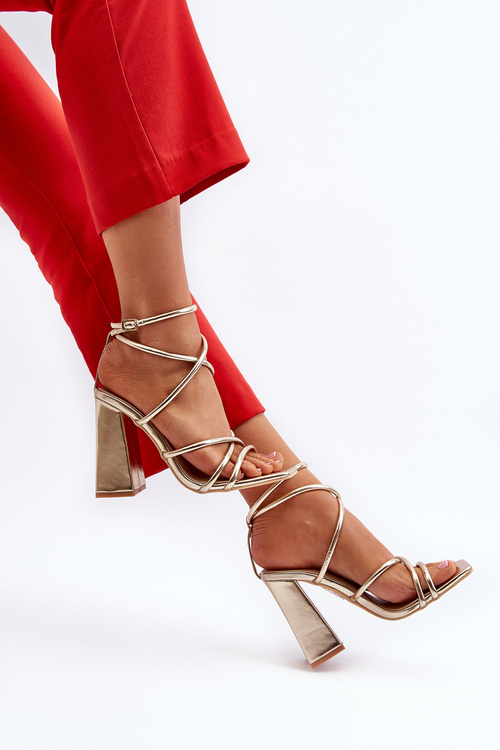 Módne Sandále Na Vysokom Podpätku Zlaté Josette