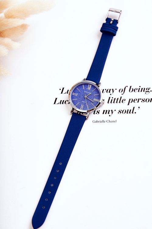 Hodinky Na Koženém řemínku Nickel Free ERNEST Tmave modre