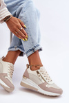 Dámské sneakersy na koturnu béžovo-bílé Sivan