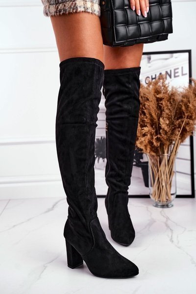 Dámské Kozačky Eko-semiš Černé First Time