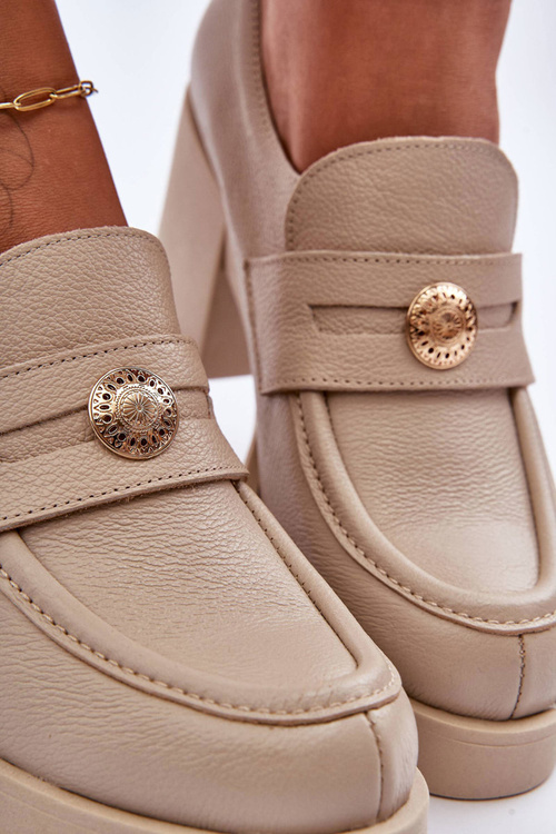 Dámske kožené topánky na post béžovej lemar dunadia