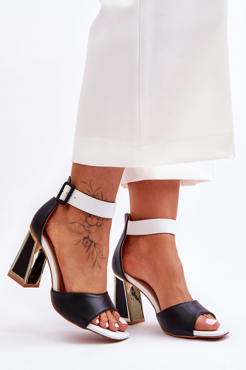 Elegantní sandály na vysokém podpatku Černe a bíle Sorel