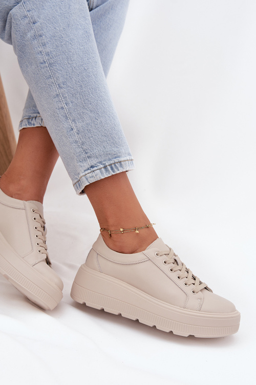 Kožené tenisky na masivní platformě béžové Sylvessa