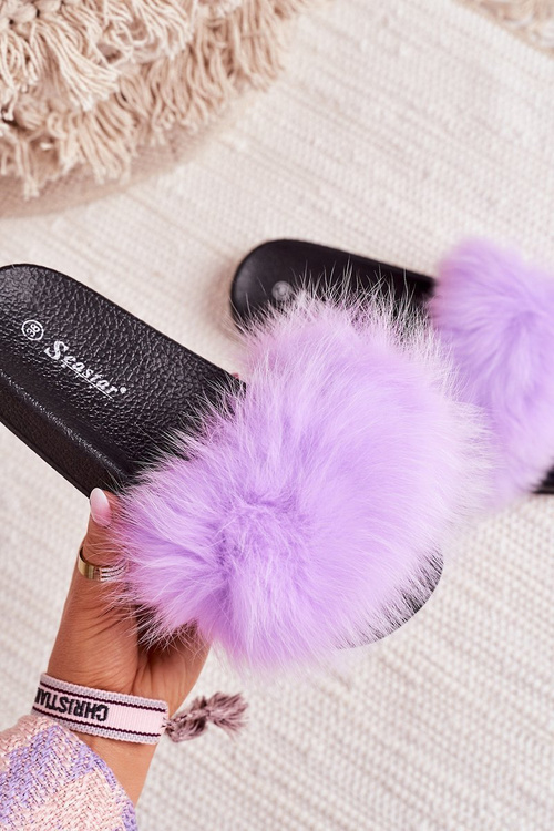 Dámské Nazouváky S Kožešinou Fialové Belmondo