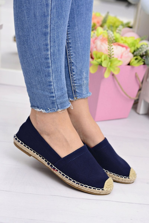 Dámske námornícke modré espadrilles skĺzne na Lupitu