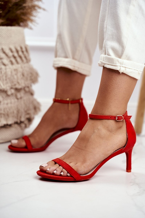 Dámske sandále na vysokej podpätku, klasická oranžová min,